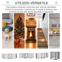 PawHut Cancellino per Cani Taglia Piccola e Media Pieghevole a 5 Pannelli, in Metallo e Plastica, 300x3x74.5 cm, Nero(m-4)