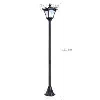 Outsunny Set of 2 Outdoor Garden Solar Post Lamp Sensor Dimmable LED Lantern Bollard IP44 Energy-saving 1.2M Tall, Black(m-3)