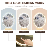 HOMCOM Dressing Table with LED Mirror and Cushioned Stool, Vanity Desk with Acrylic Lipstick Holder and 2 Drawers, Makeup Table for Bedroom, White(m-6)