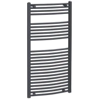 HOMCOM Curved Heated Towel Rail, Hydronic Bathroom Ladder Radiator Towel Warmer For Central Heating 600mm x 1200mm, Grey(m-11)