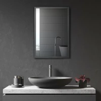 kleankin Armoire miroir de salle de bain armoire murale armoire à glace avec 1 porte et 2 étagères en acier 40 x 12 x 60 cm noir(m-2)