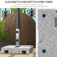 Outsunny Base per Ombrellone da 28kg in Granito con Maniglia Estensibile e Rotelle, 41x41x37.5cm, Grigio(m-7)