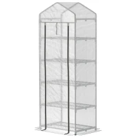 Outsunny 193cm Five Shelf Mini Greenhouse - White(m-11)