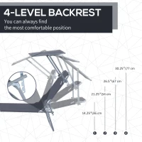 Outsunny Outdoor Foldable Sun Lounger, 4 Level Adjustable Backrest Reclining Sun Lounger Chair with Angle Adjust Sun Shade Awning for Beach, Garden, Patio, Grey(m-4)