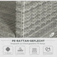 Outsunny Gartenmöbel-Set, 4-tlg., 3 Sofas, Beistelltisch, Sitzkissen, Alurahmen, PE-Rattan, Grau(m-4)