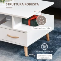 HOMCOM Tavolino da Salotto Moderno con Anta e Cassetto, Tavolino da Caffè per Soggiorno e Ufficio Bianco, 100x50x40cm(m-5)