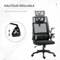 Vinsetto Fauteuil de bureau réglable tissu maille polyester dossier ergonomique inclinable pivotant Noir(m-4)