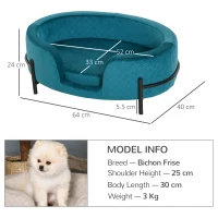 PawHut Pet Sofa Dog Cat Bed Couch Metal Stand Removable Seat Cushion 64 x 40 x 24 cm(m-3)