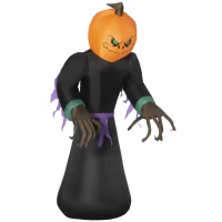 HOMCOM 210 cm Aufblasbar Kürbisgeist, Halloween Horror Deko mit LED Beleuchtung, Halloween-Dekoration, Wasserdichte Luftfigur, Polyester, für Indoor, Outdoor(m-10)