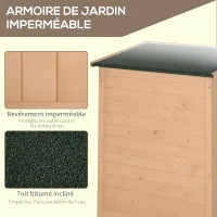 Outsunny Armoire abri de Jardin Remise pour Outils Bois de Sapin pré-huilé Toit bitumé incliné - Grande Porte verrouillable loquet - 2 étagères - dim. 75L x 56l x 115H cm(m-5)