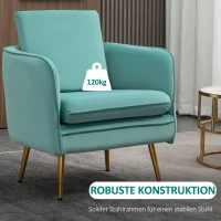 HOMCOM Polstersessel ​mit Armlehnen Ohrensessel Bürostuhl Wohnzimmerstuhl Polsterstuhl Vintage Samt-Touch Holz Grün 59 x 65 x 80 cm(m-5)