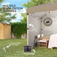 Outsunny 3 x 3 (M) Pop Up Gazebo, UPF 30+ with 2 Sidewalls, Leg Weight Bags and Wheeled Bag, Height Adjustable Party Tent Event Shelter for Garden, Patio, Khaki(m-7)
