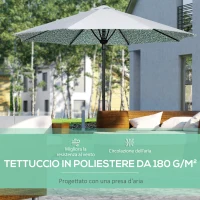 Outsunny Ombrellone da Giardino 3x2.5 m in Metallo a 2 Sezioni con 8 Stecche e Copertura in Poliestere(m-4)