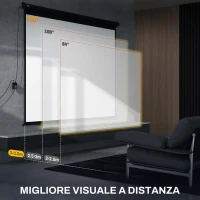 HOMCOM Schermo per Proiettore 120" Formato 4:3 Regolabile con Telecomando, 244x183cm, Nero(m-8)