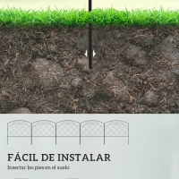 Outsunny Juego de 5 Vallas Decorativas para Jardín 305x61 cm Combinación Libre en Forma de Arco Barrera para Animales Negro(m-4)