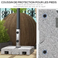Outsunny Pied de parasol carré en granit - base de lestage poids net 28kg en métal avec 2 roulettes - dim. 41L x 41l x 37,5H cm(m-7)