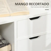 HOMCOM Mesilla de Noche con 2 Cajones y 3 Compartimientos de Almacenajes para Salón Dormitorio Carga 30 kg 40x30x60 cm Blanco(m-6)