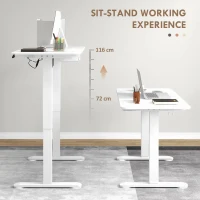 Vinsetto 72-116cm Adjustable Electric Standing Desk, 120 x 60cm Tabletop - White(m-4)