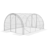 Outsunny Polytunnel Greenhouse Walk-in Grow House with PE Cover, Door and Galvanised Steel Frame, 4 x 3 x 2m, Clear(m-11)