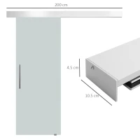 HOMCOM 90cm Modern Sliding Door Set Kit w/ Frosted Glass Door Aluminium Rail Opaque Home Decoration DIY Office Style(m-3)