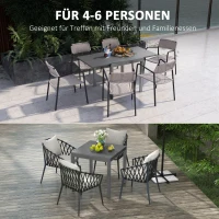 Outsunny Terrassentisch, ausziehbar, 4 bis 6 Personen, Aluminium/Stahl, 80/160 x 80cm, Dunkelgrau(m-4)