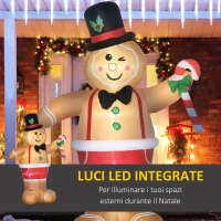 Outsunny Omino pan di Zenzero Gonfiabile con Luci LED e Gonfiatore Incluso, 175x82x238 cm(m-4)