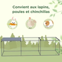 PawHut Enclos poulailler cage clapier extérieur 3 m² pour petits animaux dim. 3 x 1 x 0,8 m acier galvanisé(m-7)
