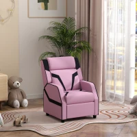 AIYAPLAY 2 in 1 Kids Chair Recliner with Backrest, Armrest, Footrest, PU Leather, for 3-9 Years Old, Pink(m-10)