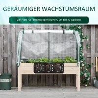 Outsunny Hochbeet, aufrollbare Folienabdeckung, Naturholzrahmen, Stoffauskleidung, Drainageöffnungen, 121 x 55 x 117cm(m-7)