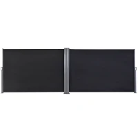 Outsunny 600 x 180 cm (HxL) Retractable Awning Double Canopy Side Privacy Protection Sun Shade Side Blind w/ Steel Frame Versatile Use In Garden Patio - Dark Grey(m-10)