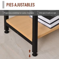 HOMCOM Mesa de Ordenador Escritorio para Oficina Estudio con Estantes de 2 Niveles Gran Superficie Patas con Protectores Regulables Antideslizantes 106x50x76 cm Color de Madera(m-6)
