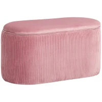 HOMCOM Pouf Panca Contenitore Moderna in Velluto Rosa per Camera da Letto, Soggiorno e Ingresso, 81x40x41cm(m-1)