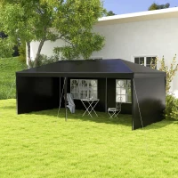 Outsunny 6 x 3 m Party Tent Gazebo Marquee Outdoor Patio Canopy Shelter with Windows and Side Panels Black(m-2)