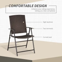 Outsunny Set of Four Folding Rattan Seat Chairs - Brown(m-5)
