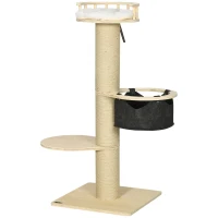 PawHut Kratzbaum, mit Liegeplattform, Sitzplattform, Hängematte, Liegekissen, 50 x 50 x 114 cm(m-10)