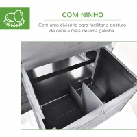 PawHut Gallinero para Exterior de 2 Niveles con Nido Zona Abierta Techo Asfáltico Bandeja Extraíble 175,4x95,5x100 cm Gris(m-6)