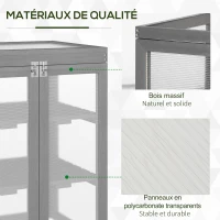 Outsunny Mini Serre de Jardin 3 Niveaux dim. 58L x 44l x 78H cm Vitrages Transparents en Polycarbonate Double Porte Toit ouvrant pour Jardin Balcon et Porche Bois Sapin lasuré(m-4)