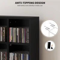 HOMCOM CD Storage Unit with Adjustable Shelves, 89 x 130.5 cm, Black(m-6)