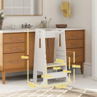 AIYAPLAY Torre de Aprendizaje para Niños con Pedal Altura Ajustable en 3 Niveles y Barrera de Seguridad 45x47,5x91 cm Blanco(m-3)