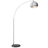 HOMCOM Lámpara de Pie en Forma Arco Moderna Portalámpara E27 40 W con Interruptor de Pie 110-115x30x170-180 cm Plata y Negro(m-1)