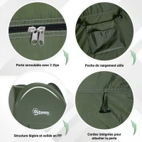 Outsunny Tente de douche pop-up tente de toilette pliable et portable anti-UV sac de transport inclus pour plage, pêche, randonnée, bain, l'extérieur, vert(m-5)