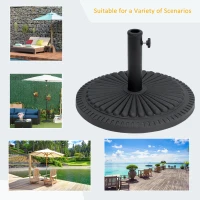 Outsunny 14kg Round Cement Parasol Base Umbrella Weight Stand Holder Fits Φ35mm,Φ38mm,Φ48mm Pole for Patio Outdoor Garden - Black(m-7)