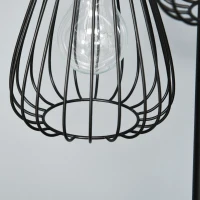 HOMCOM Lampada da Terra Vintage Industriale in Metallo Nero, Lampada a Piantana da Terra Moderna Ф35 x 170cm(m-8)