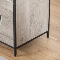 PawHut Katzenhöhle Katzenschrank Katzenbett Katzenhaus mit Tür offenem Regal Plüsch Grau+Schwarz 48 x 40 x 65,5 cm(m-9)