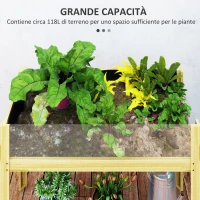 Outsunny Fioriera Rialzata da 118L con 2 Fori di Drenaggio e Pareti Trasparenti, in Legno di Abete, 110x50x80 cm(m-4)