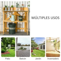 Outsunny Mesa de Plantación Plegable Mesa de Jardinería de Madera con Placa de Zinc y Estante para Jardín Terraza Balcón 85x44x89 cm Amarillo(m-7)