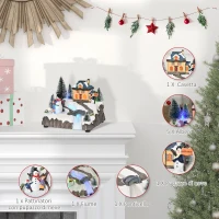 HOMCOM Villaggio di Natale con Luci LED, 8 Musiche e Pattinatori in Movimento, 18.5x16x15cm(m-4)