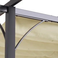 Outsunny 3 x 3(m) Metal Pergola with Retractable Roof, Garden Gazebo Metal Pergola Canopy. Outdoor Sun Shade Shelter for Party BBQ, Beige(m-7)