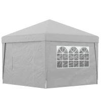 Outsunny Tonnelle de jardin pliante 3 x 3 x 2,75 m anti-UV 30 + avec fenêtres + parois latérales + sac de transport gris(m-10)