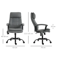 Vinsetto Bürostuhl Massage höhenverstellbarer Chefsessel Gamingstuhl mit Massagefunktion, ergonomischer Drehstuhl Massage Sessel Lendenwirbelsäulenmassage Leinen-Gefühl Grau 63 x 70 x 112-121 cm(m-3)